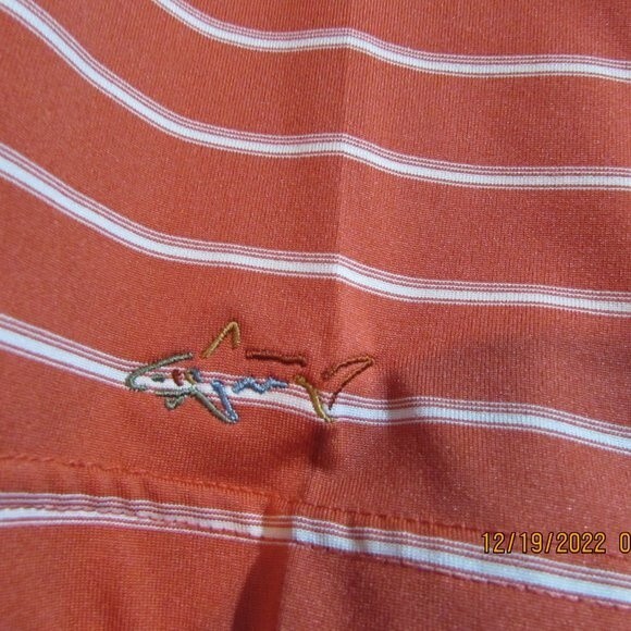 GREG NORMAN PLAY DRI MEN'S POLO GOLF SHIRT SIZE M BURNT ORANGE WHITE COLLAR - Picture 8 of 8